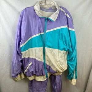 Vintage 1990s Complete Teal and Purple Windsuit